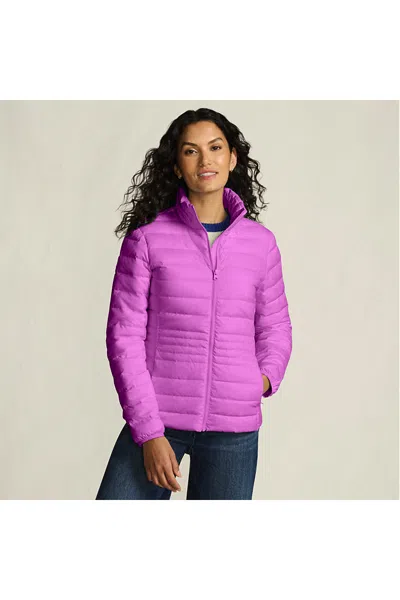 Lands' End Women's Tall Wanderweight Packable Down Jacket In Purple