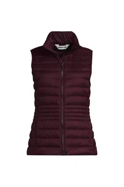 Lands' End Women's Tall Wanderweight Packable Down Vest In Red