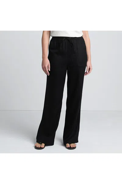 Lands' End Women's Tencel Fiber High Rise Wide Leg Pants In Black