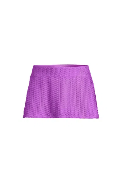 Lands' End Women's Texture Mini Swim Skirt Swim Bottoms In Purple