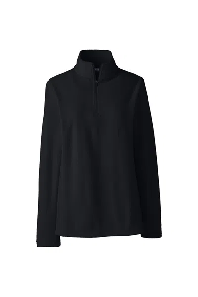 Lands' End Women's Thermacheck 100 Fleece Quarter Zip Pullover Top In Black