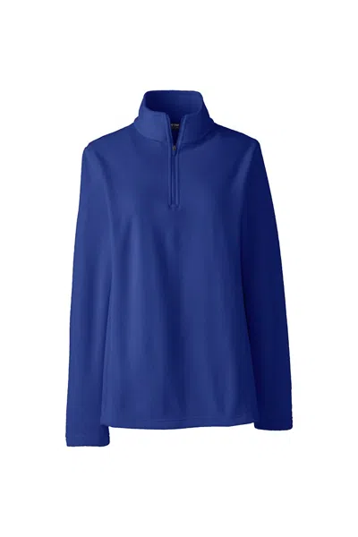 Lands' End Women's Thermacheck 100 Fleece Quarter Zip Pullover Top In Blue