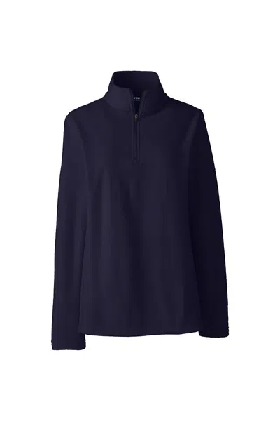 Lands' End Women's Thermacheck 100 Fleece Quarter Zip Pullover Top In Blue