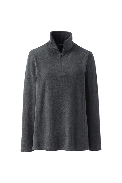 Lands' End Women's Thermacheck 100 Fleece Quarter Zip Pullover Top In Gray
