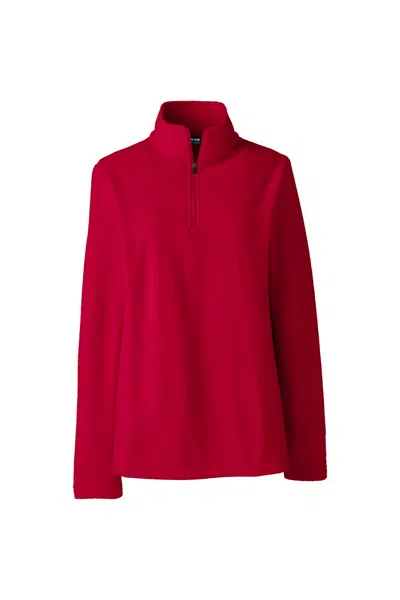 Lands' End Women's Thermacheck 100 Fleece Quarter Zip Pullover Top In Red