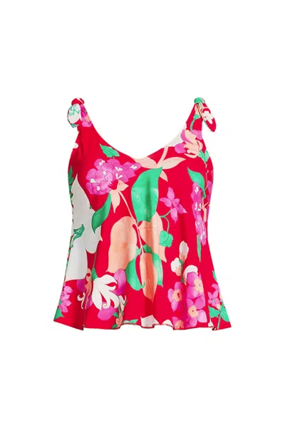 Lands' End Women's Tie Shoulder Flutter Tankini Top In Multi