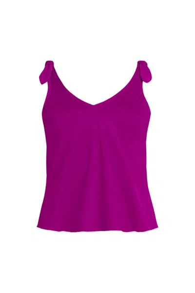 Lands' End Women's Tie Shoulder Flutter Tankini Top In Purple