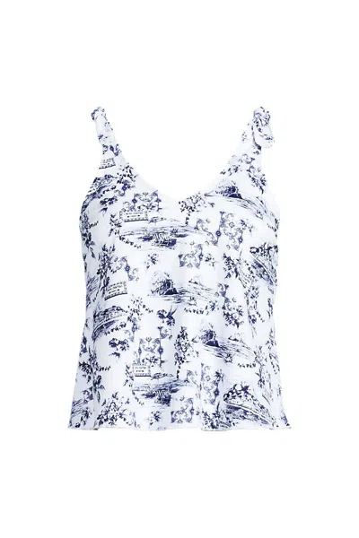 Lands' End Women's Tie Shoulder Flutter Tankini Top In Multi