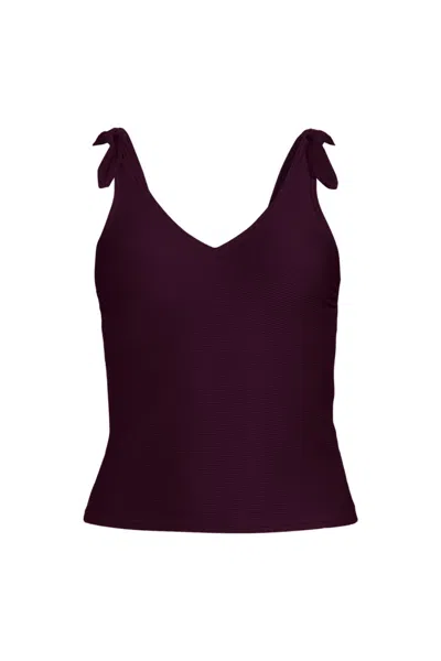 Lands' End Women's Tie Shoulder Ribbed Flutter Tankini Top In Black