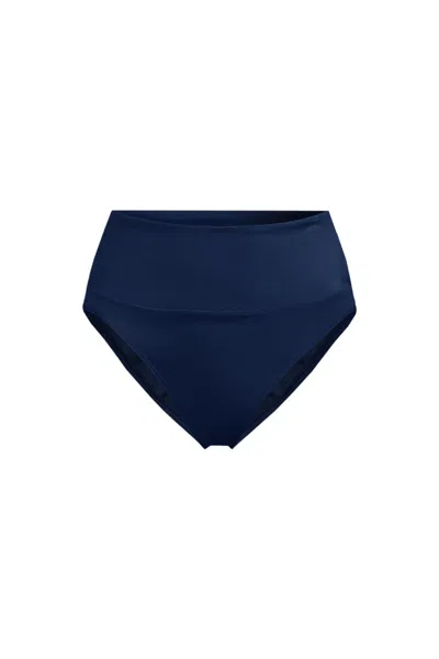 Lands' End Women's Tugless High Waisted Bikini Bottoms In Blue