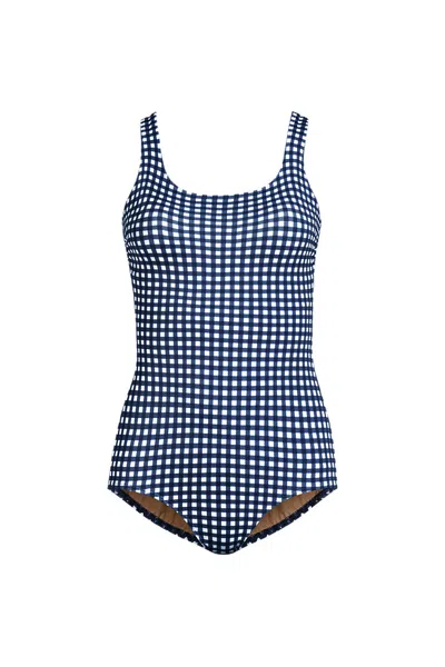 Lands' End Women's Tugless Low Leg One Piece Swimsuit In Multi