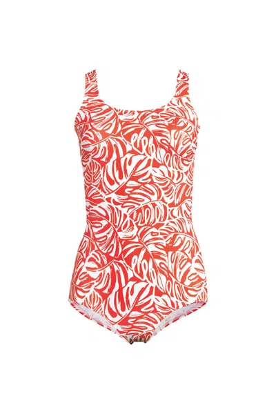 Lands' End Women's Tugless Low Leg One Piece Swimsuit In Brown