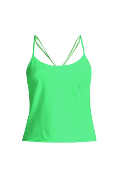 Lands' End Women's Tugless Quickdry Adjustable Strappy Back Tankini Top In Green