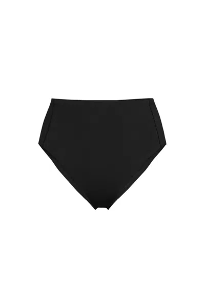 Lands' End Women's Tugless Quickdry High Waisted High Leg Bikini Bottoms In Black