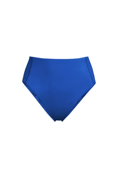 Lands' End Women's Tugless Quickdry High Waisted High Leg Bikini Bottoms In Blue