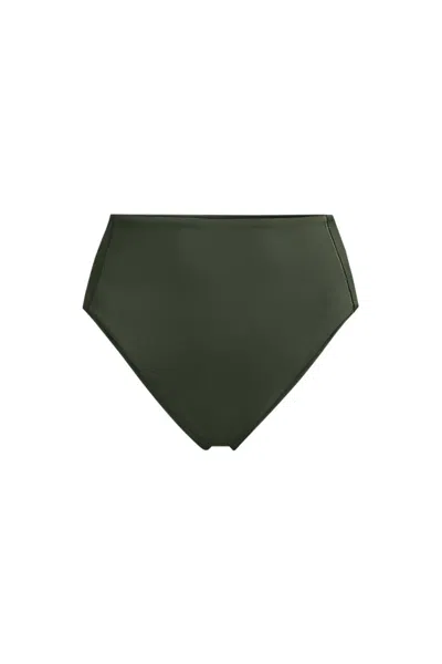Lands' End Women's Tugless Quickdry High Waisted High Leg Bikini Bottoms In Green