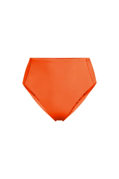 Lands' End Women's Tugless Quickdry High Waisted High Leg Bikini Bottoms In Orange