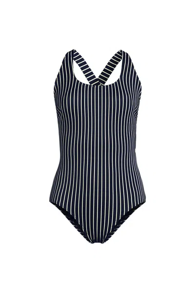 Lands' End Women's Tugless X-back One Piece Swimsuit In Blue