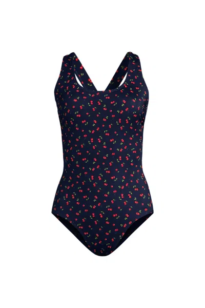 Lands' End Women's Tugless X-back One Piece Swimsuit In Blue