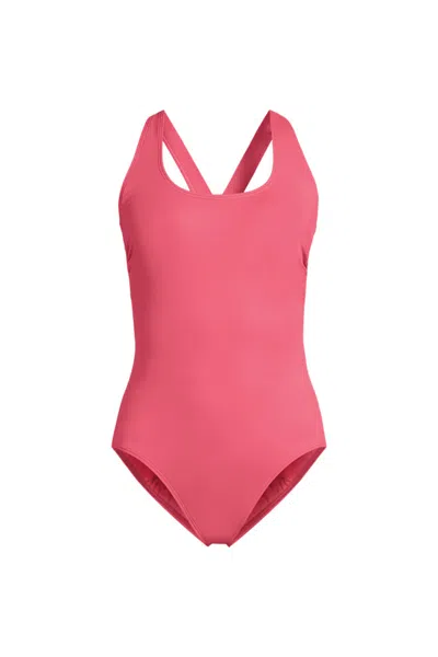 Lands' End Women's Tugless X-back One Piece Swimsuit In Pink