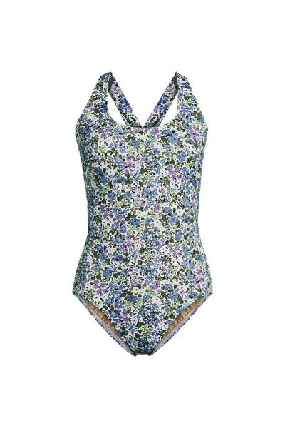 Lands' End Women's Tugless X-back One Piece Swimsuit In White