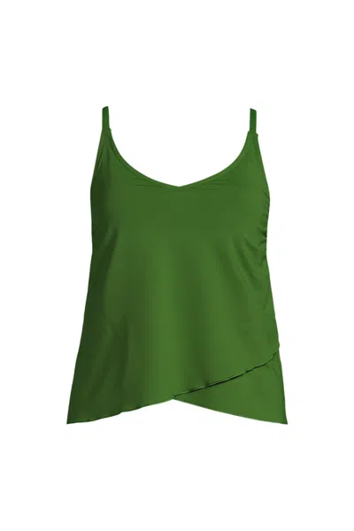 Lands' End Women's Tulip Hem Tankini Top In Green