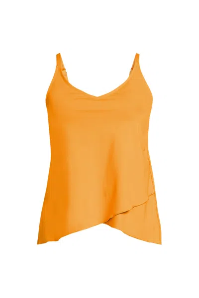 Lands' End Women's Tulip Hem Tankini Top In Orange