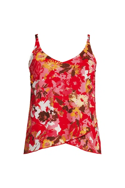 Lands' End Women's Tulip Hem Tankini Top In Red