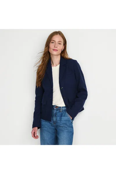 Lands' End Women's Tweed Blazer In Blue