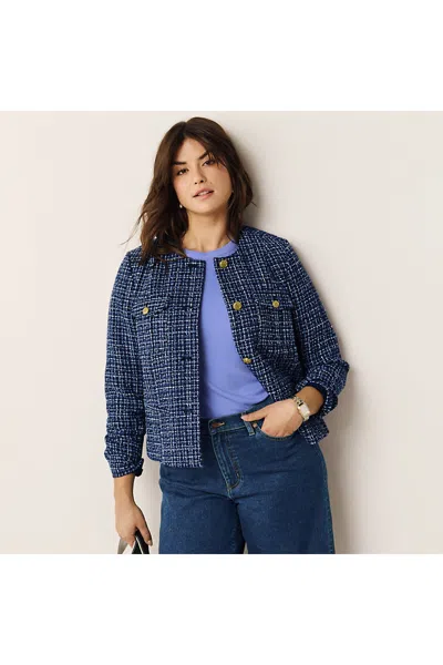 Lands' End Women's Tweed Jacket In Blue