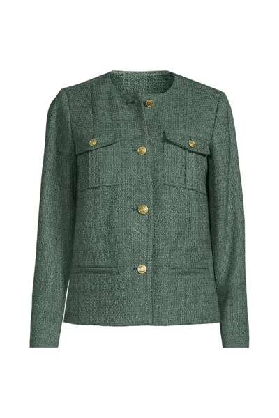 Lands' End Women's Tweed Jacket In Green