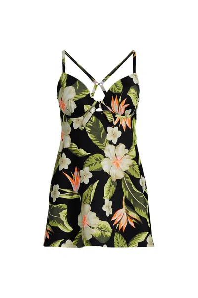 Lands' End Women's Underwire Lifting Swim Dress In Multi