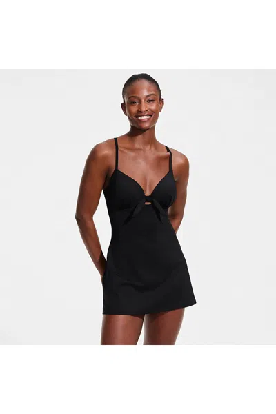Lands' End Women's Underwire Lifting Swim Dress In Black