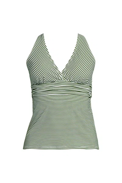 Lands' End Women's V-neck Plunge X Back Tankini Top In Green