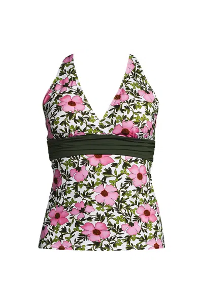 Lands' End Women's V-neck Plunge X Back Tankini Top In Multi