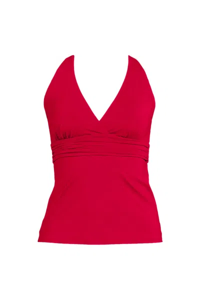 Lands' End Women's V-neck Plunge X Back Tankini Top In Red