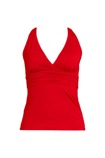 Lands' End Women's V-neck Plunge X Back Tankini Top In Red