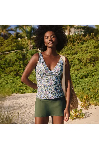 Lands' End Women's V-neck Plunge X Back Tankini Top In Multi