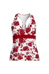 Lands' End V-neck Racerback Flutter Tankini In Red