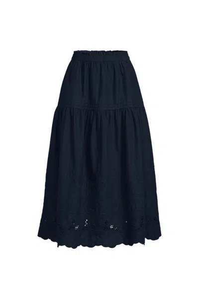 Lands' End Women's Voile Eyelet Maxi Skirt In Blue