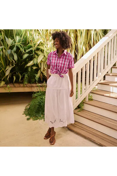 Lands' End Women's Voile Eyelet Maxi Skirt In White