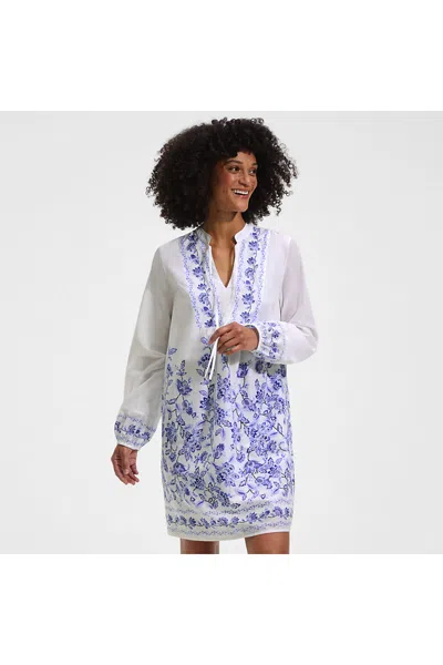 Lands' End Women's Voile Tie Neck Dress In Blue