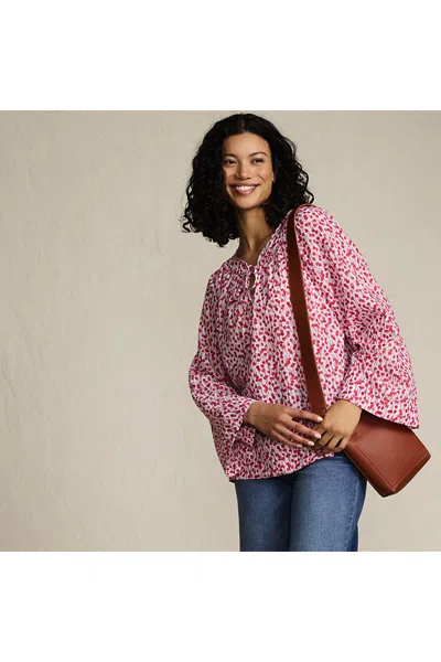 Lands' End Women's Voile Tie Neck Poet Blouse In Red