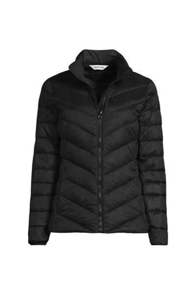 Lands' End Women's Wanderweight Chevron Down Jacket In Black