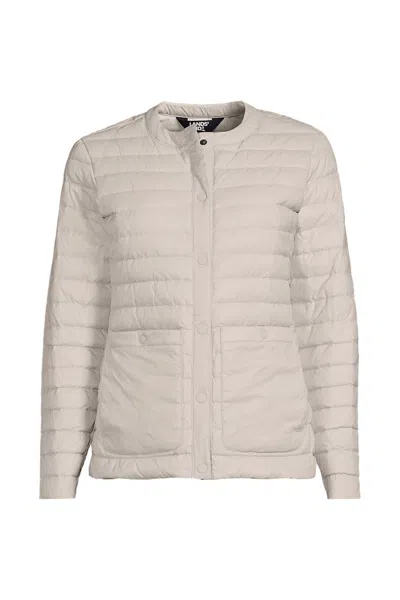 Lands' End Women's Wanderweight Collarless Packable Down Jacket In Neutral