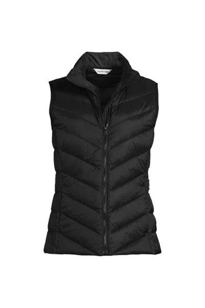 Lands' End Women's Wanderweight Down Chevron Vest In Black