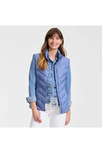 Lands' End Women's Wanderweight Down Chevron Vest In Blue