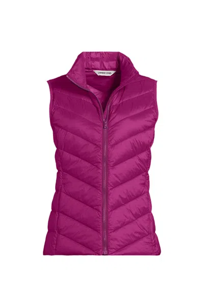 Lands' End Women's Wanderweight Down Chevron Vest In Pink