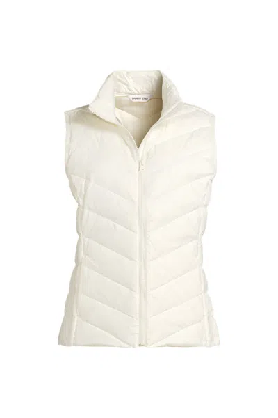 Lands' End Women's Wanderweight Down Chevron Vest In White