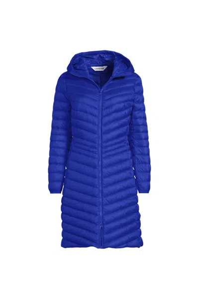 Lands' End Women's Wanderweight Packable Down Coat In Blue